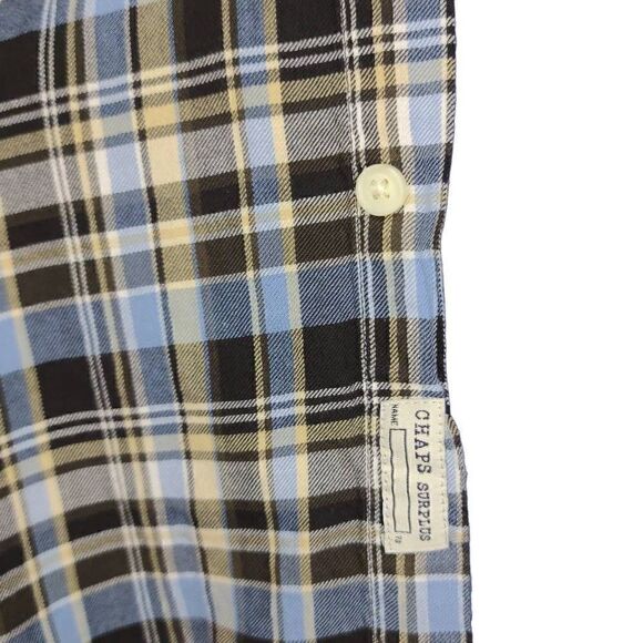 Chaps Surplus Men's Checkered Long Sleeve Button-Down Shirt Blue Medium - Picture 5 of 10